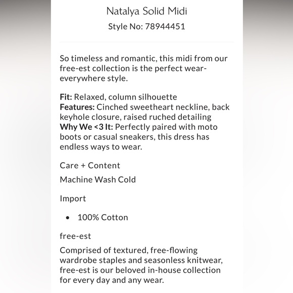 Free People Natalya Solid Midi by free-est - Picture 3 of 3